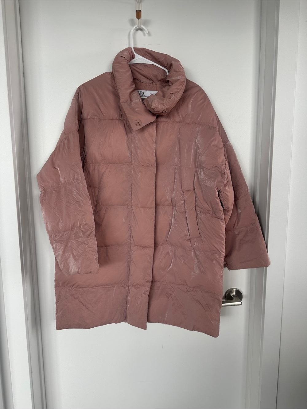 Zara Dusty Rose Oversized Puffer Coat